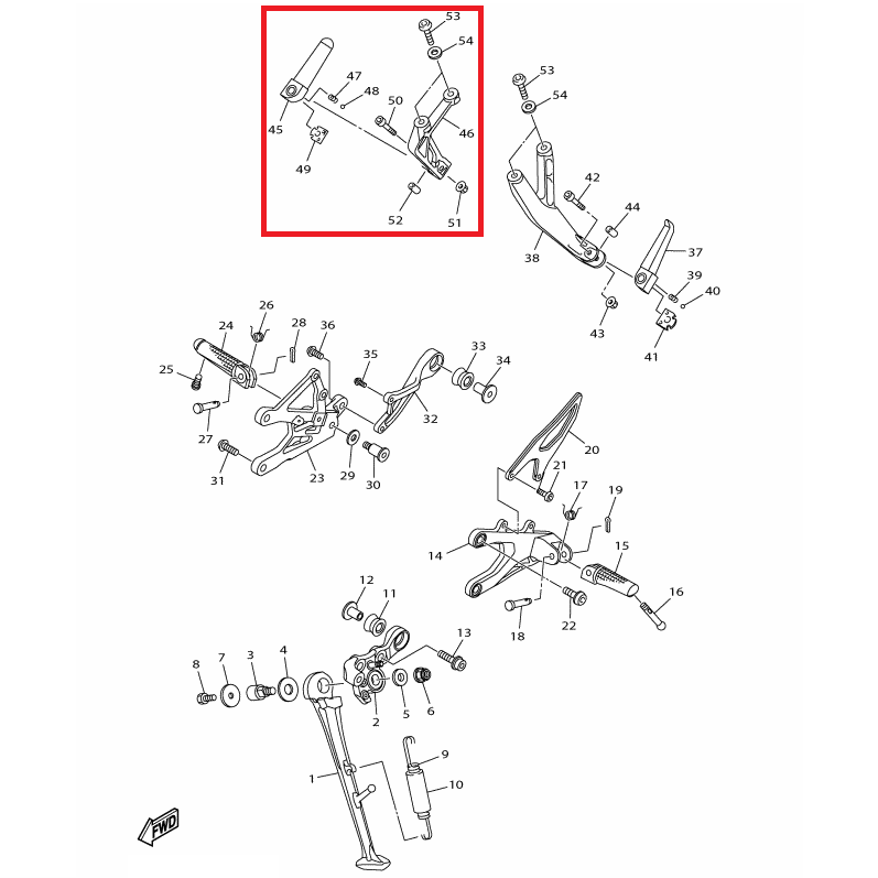 OEM Yamaha R/H Pillion Footrest & Bracket Assembly YZF-R1 2015-2019