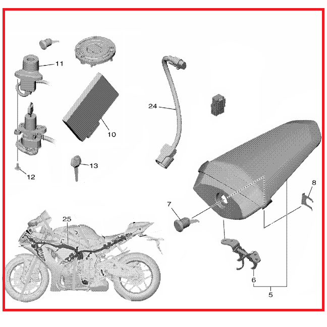 OEM Yamaha Main Switch, Fuel Cap & Wire Harness Set YZF-R1 2022