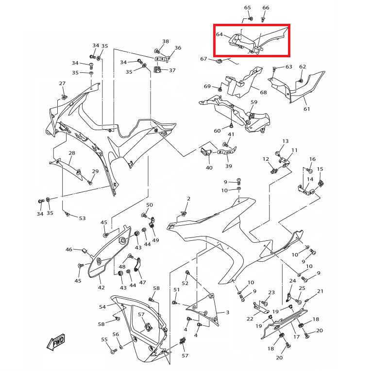 OEM Yamaha R/H Console Panel 2 YZF-R1 2015-2019