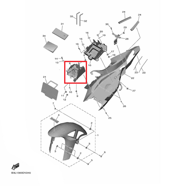 OEM Yamaha Battery Box 1 YZFR1 20202022 Crescent Moto