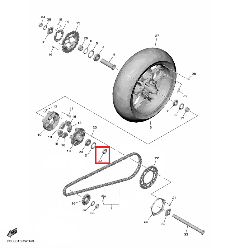 OEM Yamaha Rear Wheel Clutch Hub Collar YZF-R1 2015-2022