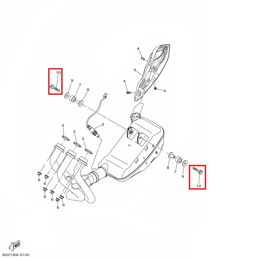 OEM Yamaha Muffler Bolt MT-09A 2014-2020