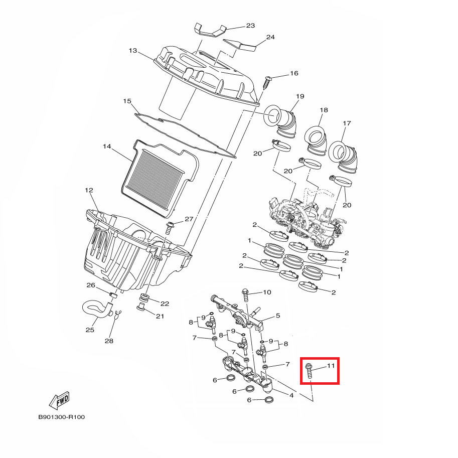 OEM Yamaha Bolt 1 Hexagon Socket Head MT-09A 2014-2020