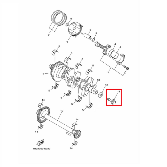 OEM Yamaha Crankshaft Bolt, Flange MT-09A 2014-2020