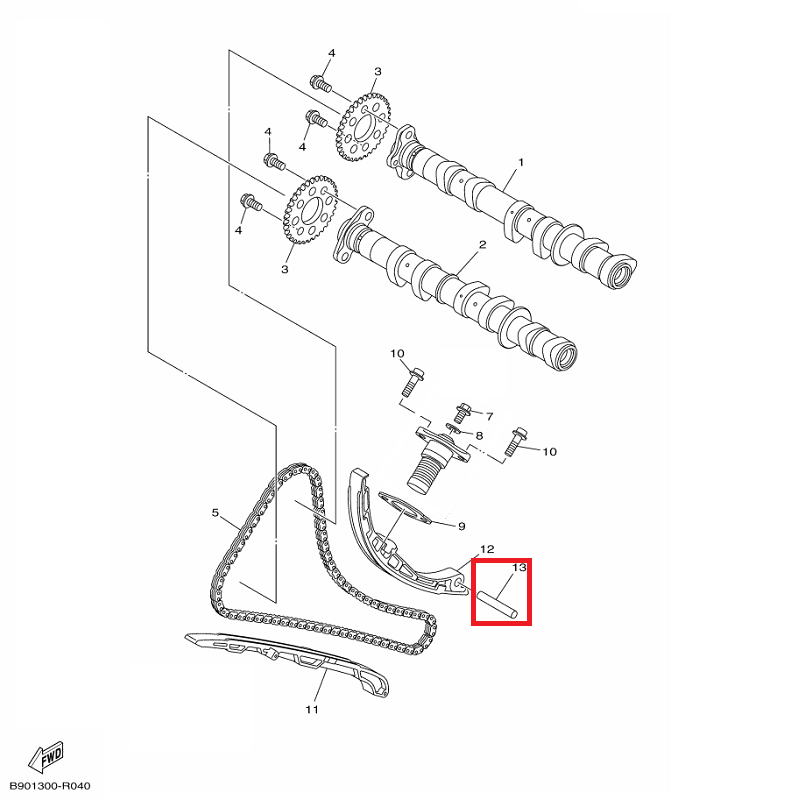 OEM Yamaha Cam Chain Damper Pin, Dowel MT-09A 2014-2020