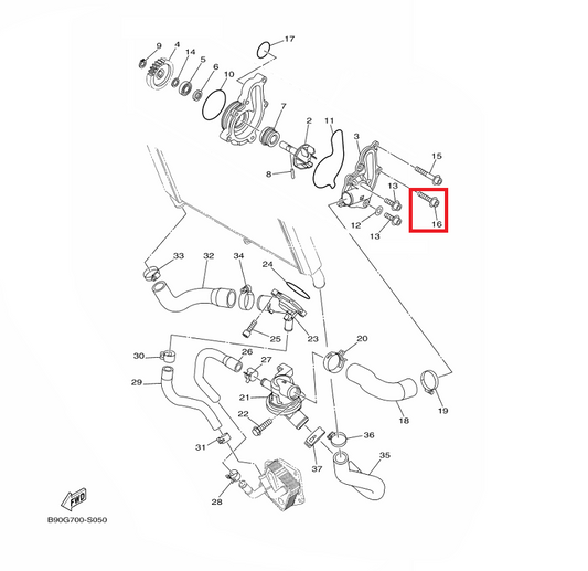 OEM Yamaha Water Pump Bolt, Hexagon Socket Head MT-09A 2014-2020