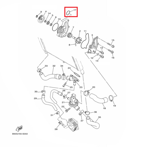 OEM Yamaha Water Pump O-Ring (1AA) MT-09A 2014-2020