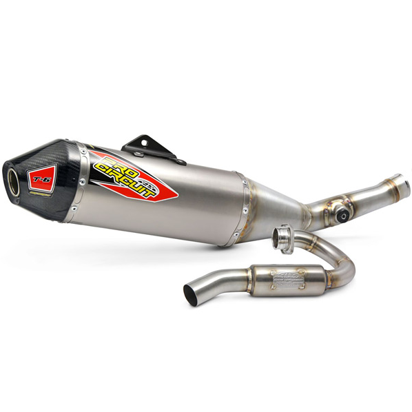 Pro Circuit T-6 Stainless System With Ti Canister & Carbon End Caps KTM 250SXF/FC250 2019-2022 ACU