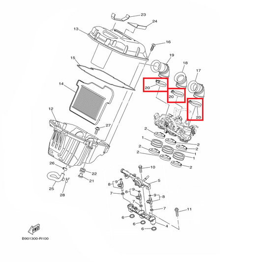 OEM Yamaha Hose Clamp Assy 1 MT-09A 2014-2020