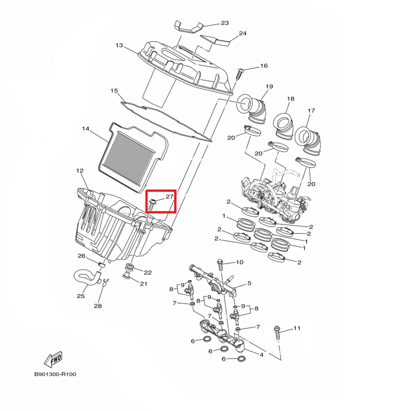 OEM Yamaha Air Cleaner Case 1 Bolt MT-09A 2014-2020