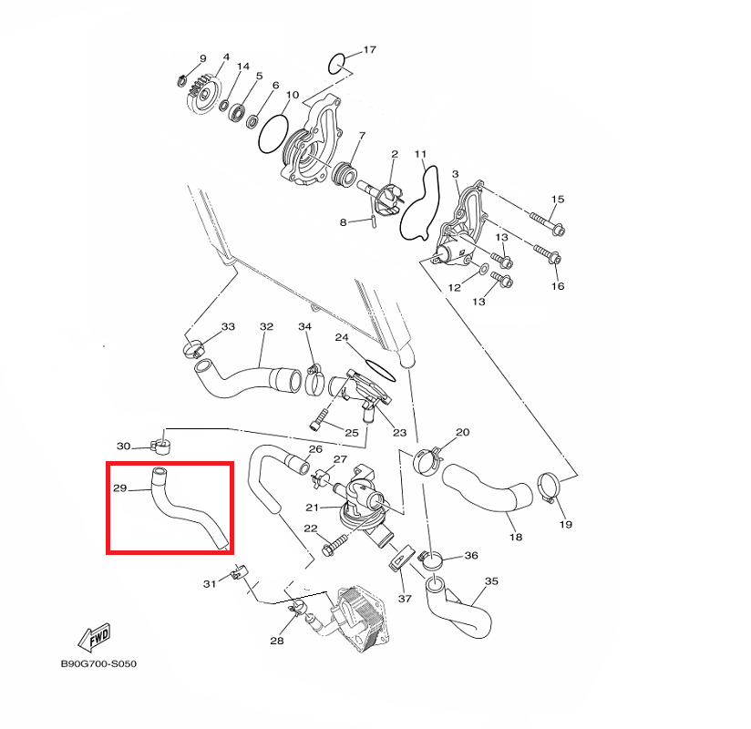 OEM Yamaha Hose 4 MT-09A 2014-2020