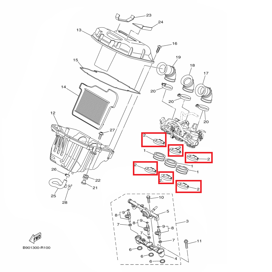 OEM Yamaha Hose Clamp Assy MT-09A 2014-2020