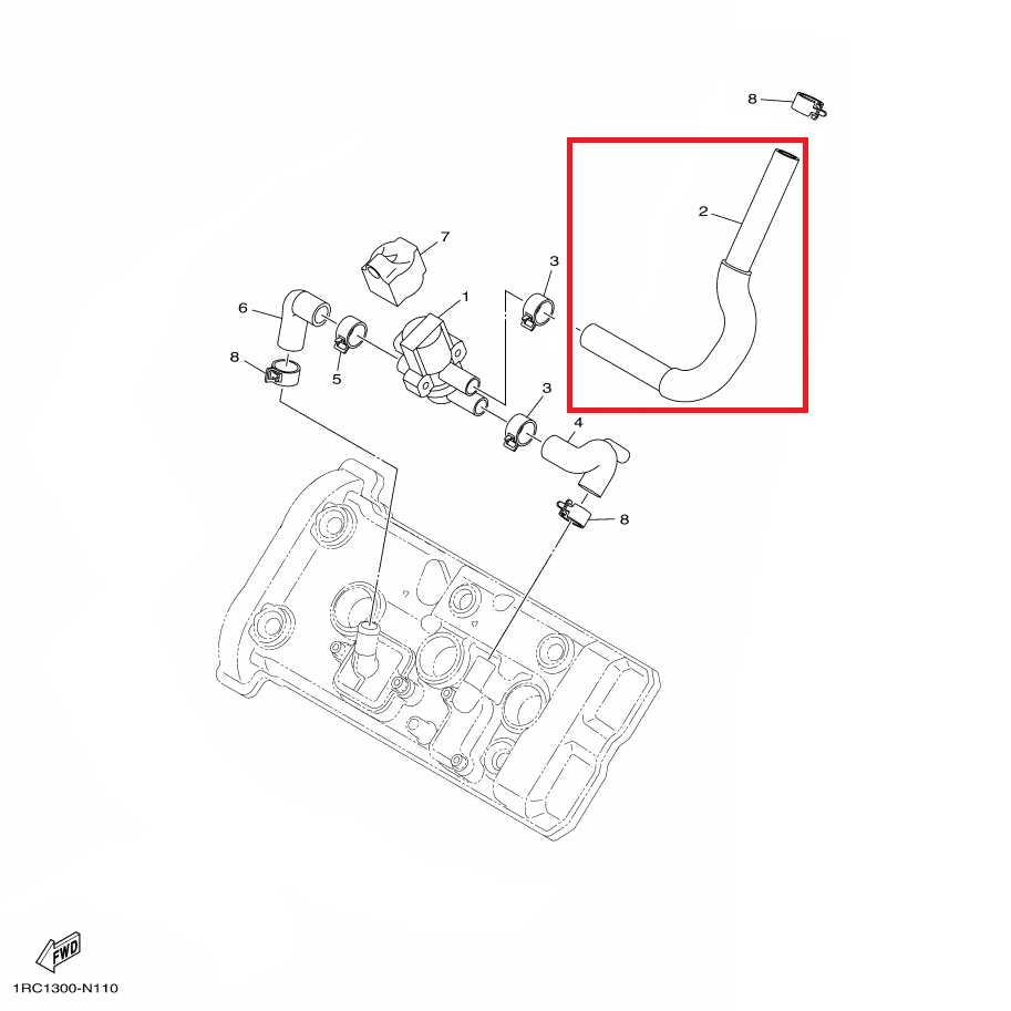 OEM Yamaha Hose, Bend 1 MT-09A 2014-2020