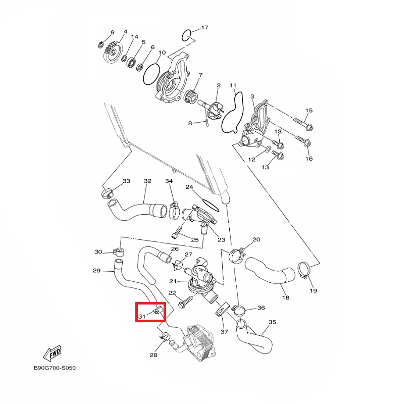 OEM Yamaha Hose Clip MT-09A 2014-2020