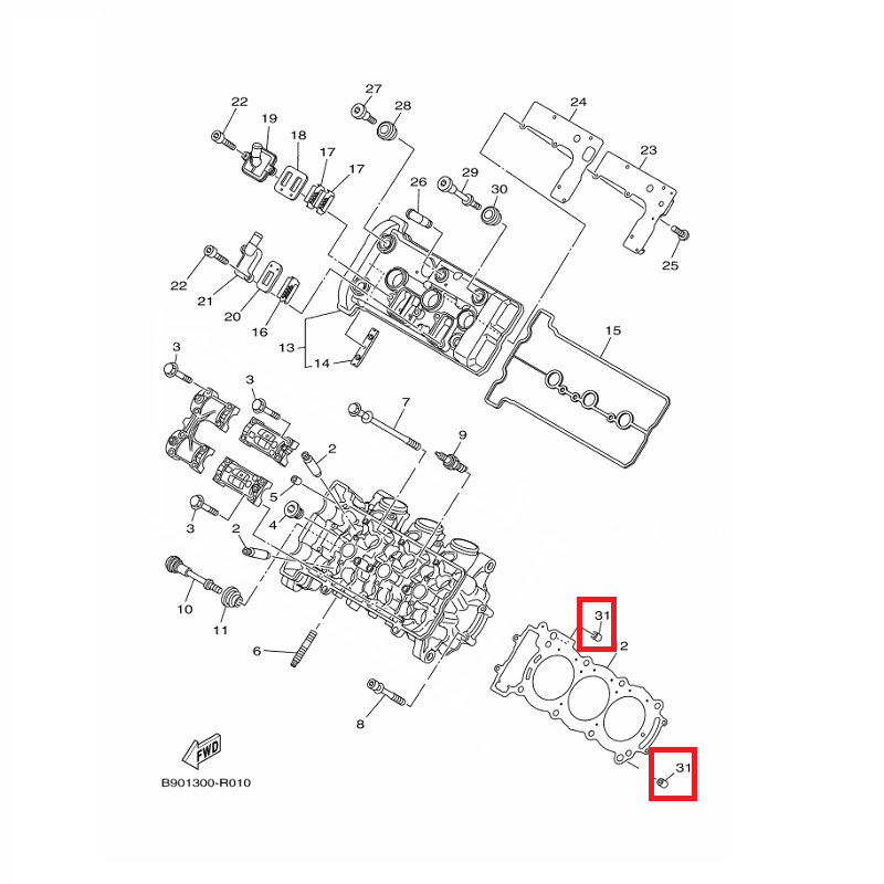 OEM Yamaha Cylinder Head Gasket Pin, Dowel MT-09A 2017-2020