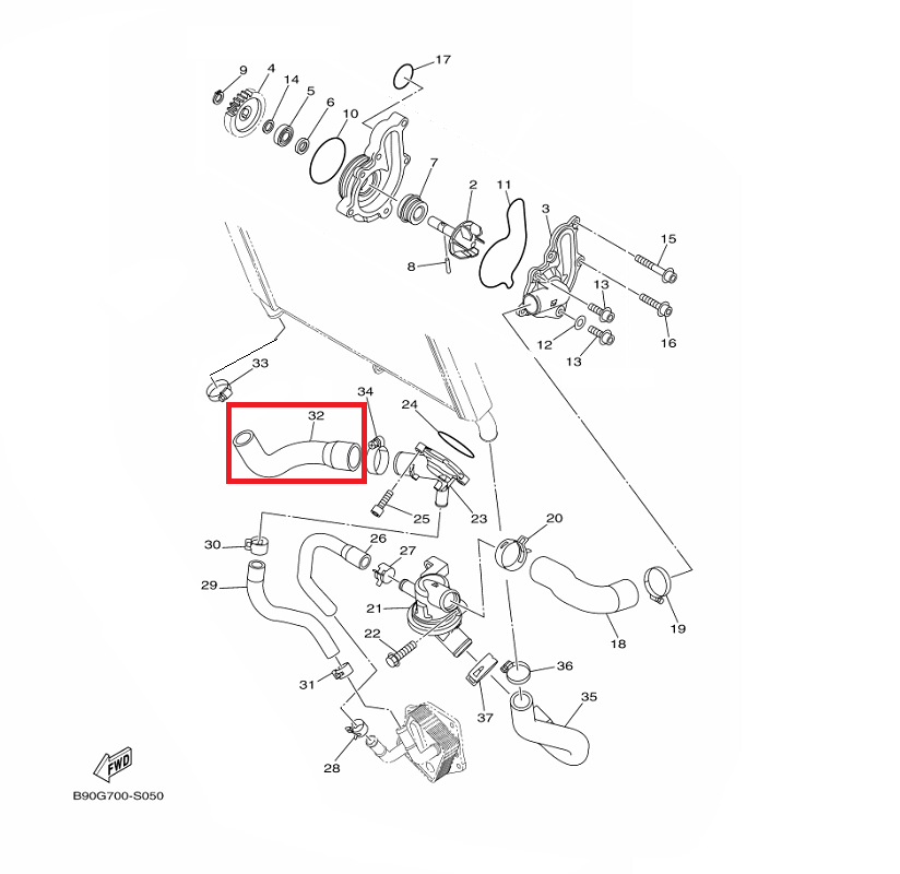 OEM Yamaha Hose 5 MT-09A 2014-2020