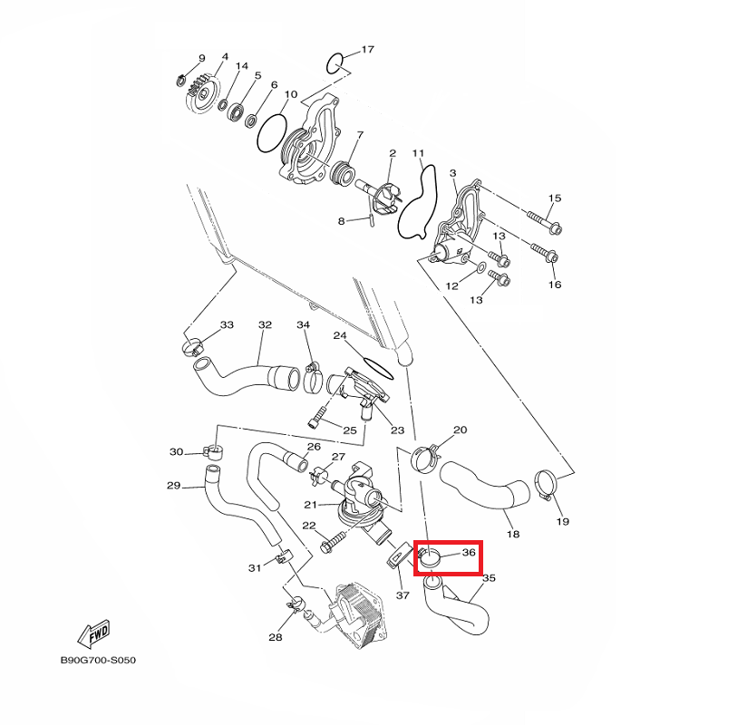 OEM Yamaha Hose Clamp Assy MT-09A 2014-2020