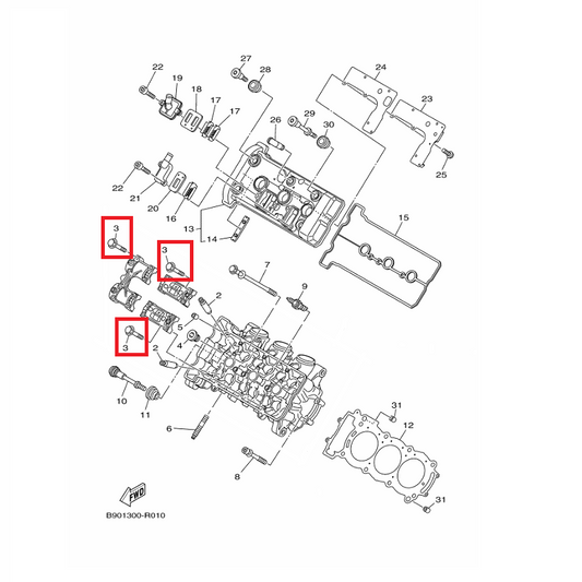 OEM Yamaha Cylinder Head Bolt, Flange MT-09A 2016-2020