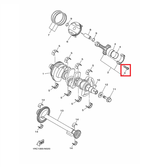 OEM Yamaha Connecting Rod Bolt MT-09A 2014-2020