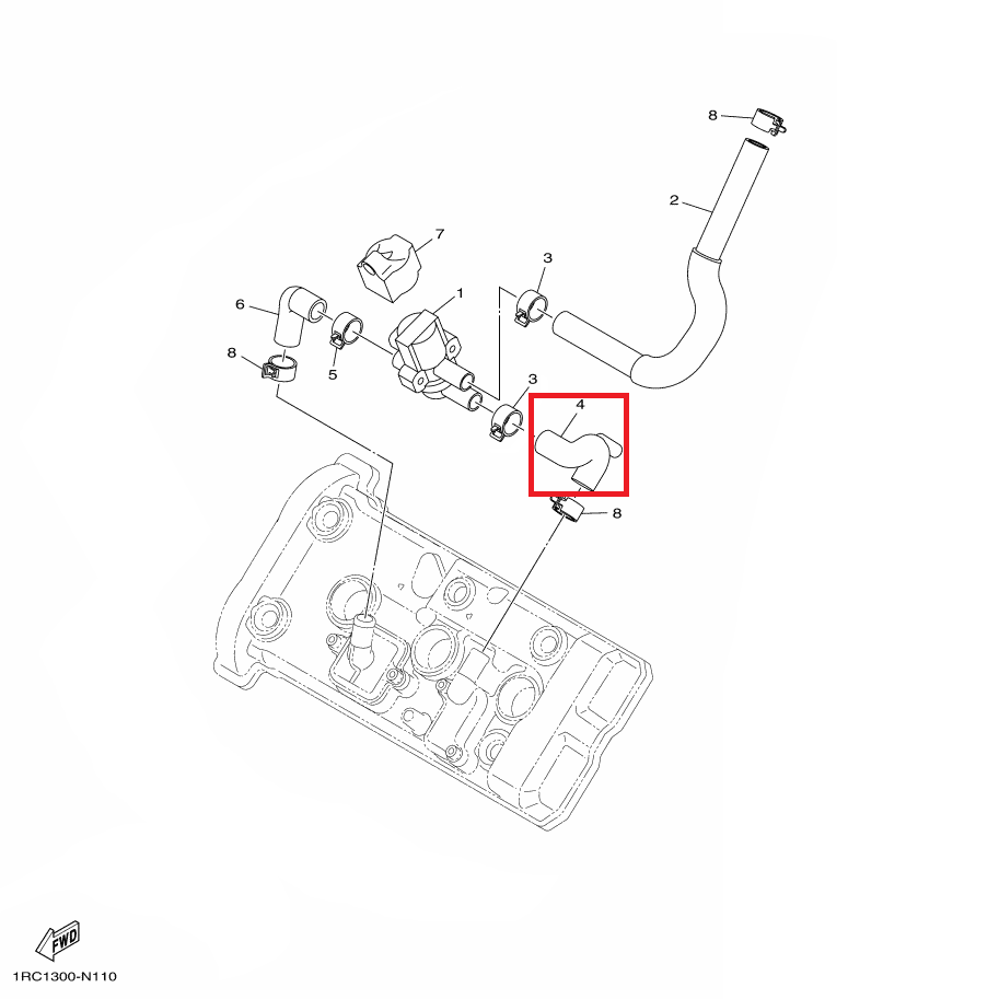 OEM Yamaha Hose, Bend 2 MT-09A 2014-2020