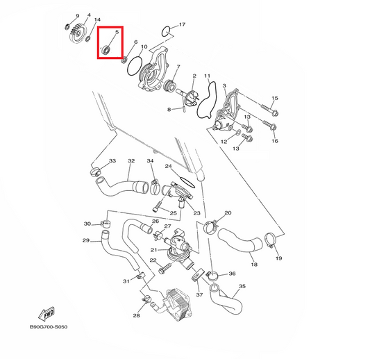 OEM Yamaha Water Pump Bearing MT-09A 2014-2020