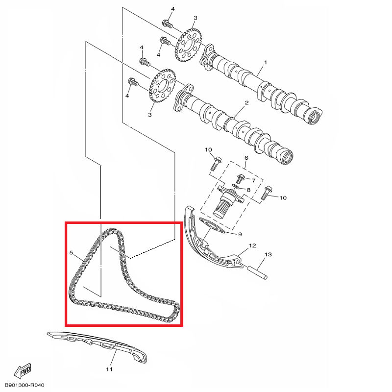 OEM Yamaha Cam Chain (98XRH2010-128M) MT-09A 2014-2020