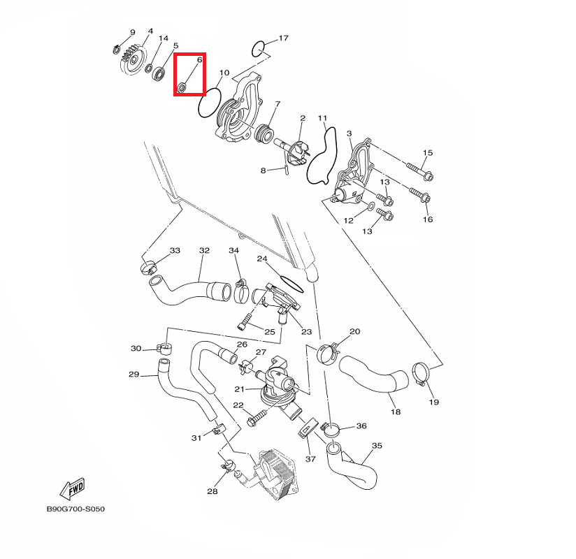 OEM Yamaha Water Pump Oil Seal MT-09A 2014-2020