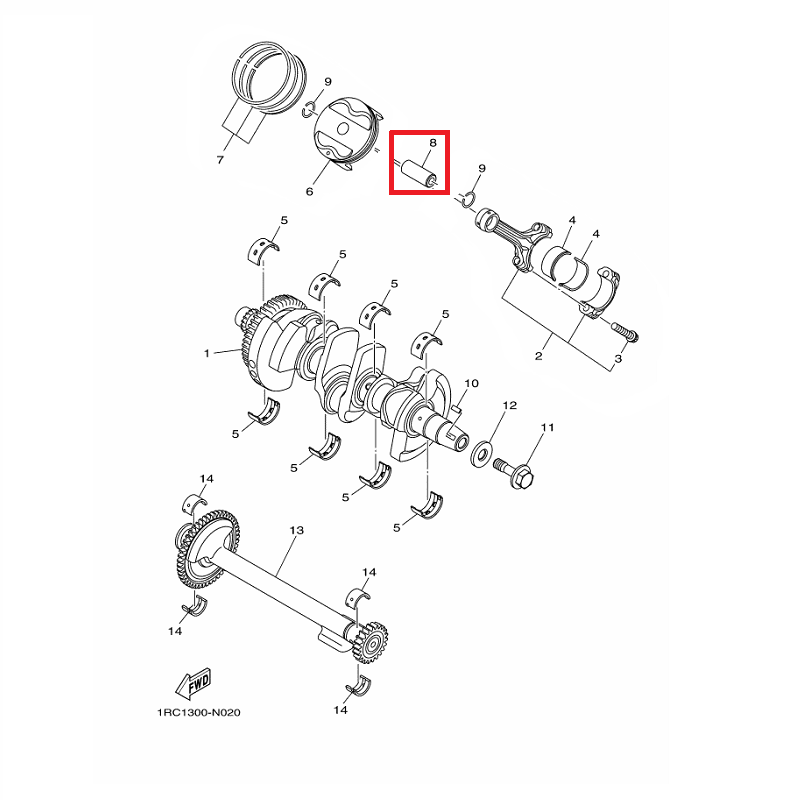 OEM Yamaha Piston Pin MT-09A 2014-2020