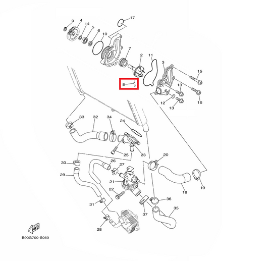 OEM Yamaha Water Pump Pin, Dowel MT-09A 2014-2020