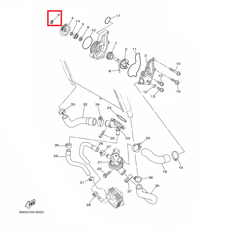 OEM Yamaha Water Pump Circlip MT-09A 2014-2020