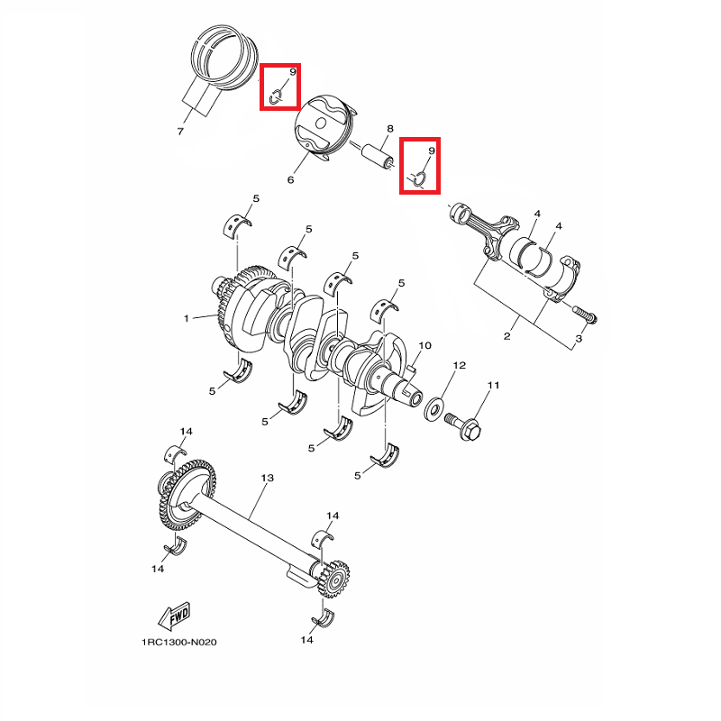 OEM Yamaha Piston Circlip MT-09A 2014-2020