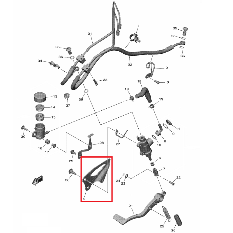 OEM Yamaha Rear Master Cylinder Plate 2 YZF-R1 2015-2022