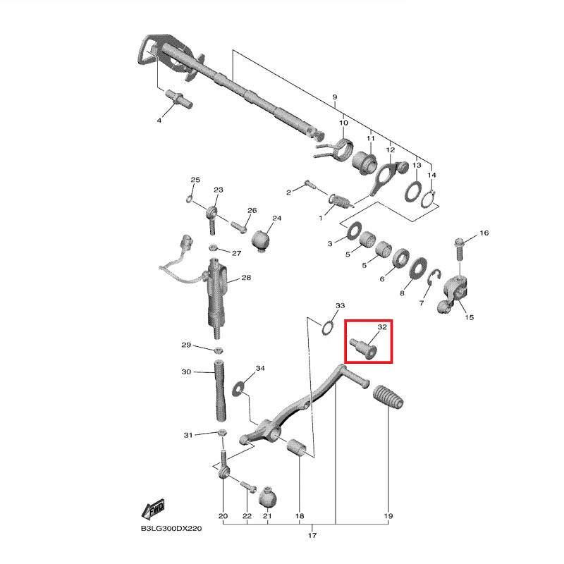 OEM Yamaha Shift Pedal Bolt YZF-R1 2009-2022