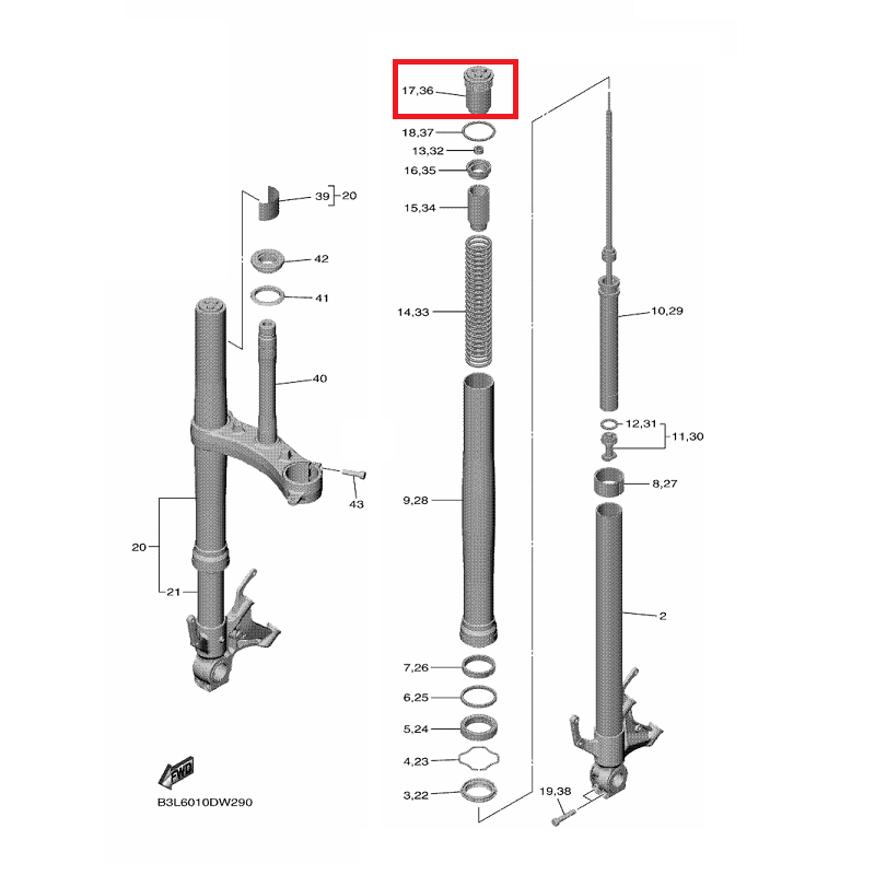 OEM Yamaha Front Fork Bolt, Cap YZF-R1 2017-2022