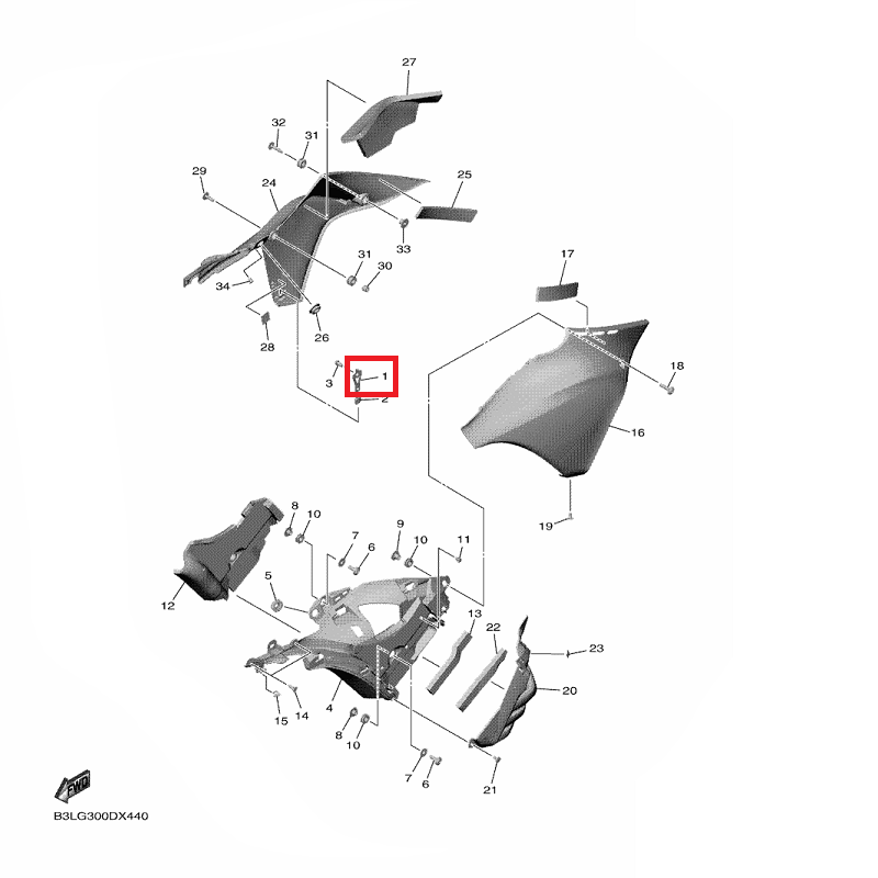 OEM Yamaha Cover 2 (L.H) Bracket 12 YZF-R1 2015-2022