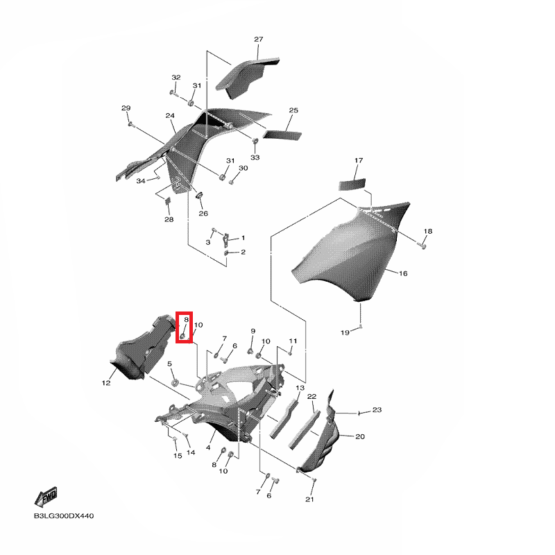 OEM Yamaha Bracket 1 Collar YZF-R1 2020-2022