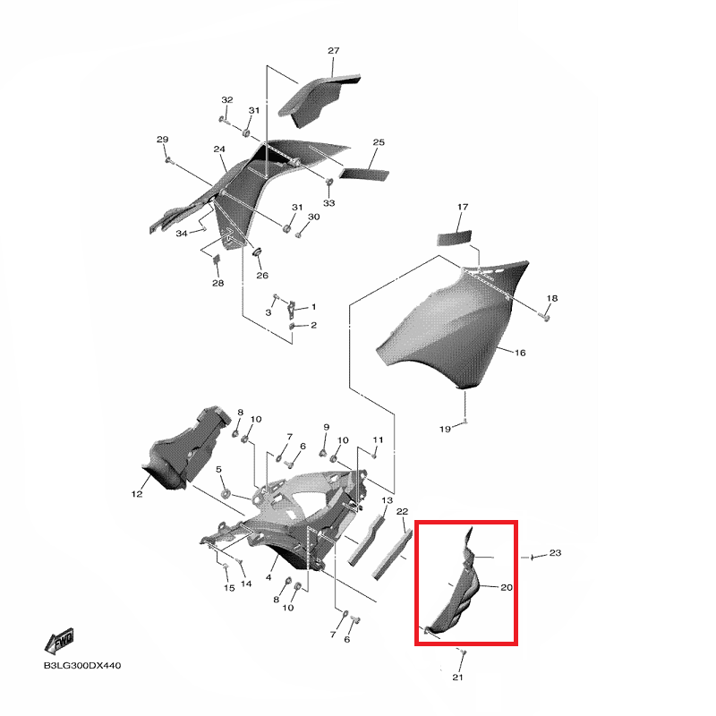 OEM Yamaha Cover 3 YZF-R1 2020-2022