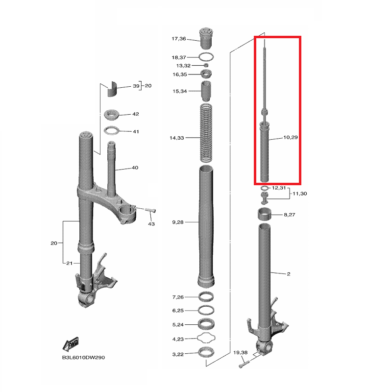 OEM Yamaha Front Fork Cylinder Comp YZF-R1 2020-2022