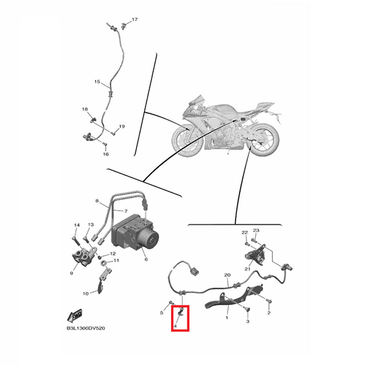 OEM Yamaha Rear Wheel Sensor Hook YZF-R1 2015-2022