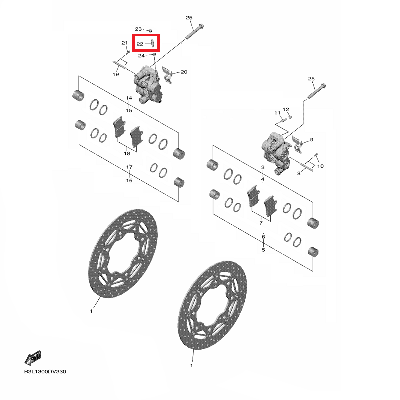 OEM Yamaha Front Brake Caliper Bleed Screw (R.H) YZF-R1 2015-2022