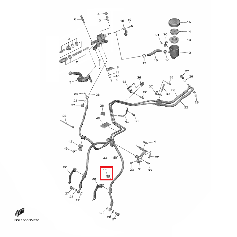 OEM Yamaha Front Master Cylinder: Clamp 1 YZF-R1 2015-2022