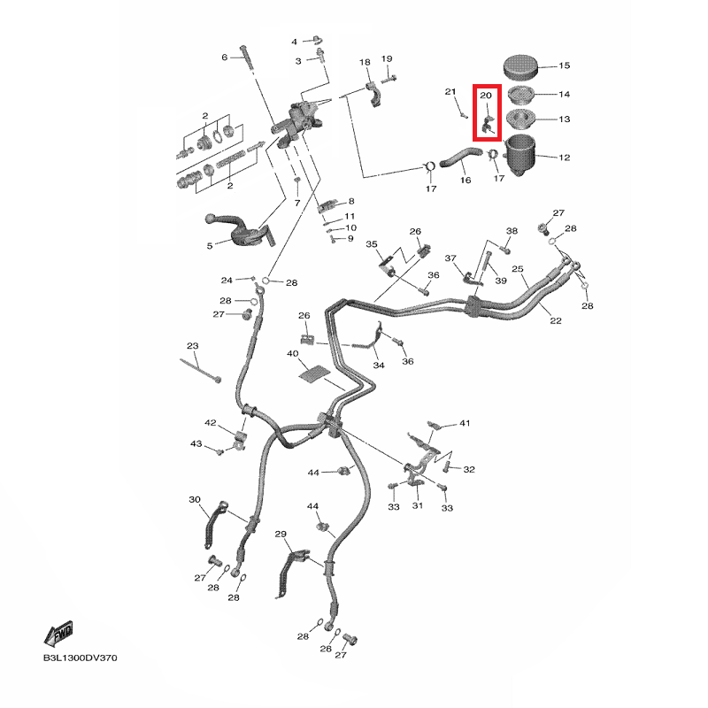 OEM Yamaha Front Master Cylinder: Reservoir Tank Holder YZF-R1 2015-2022