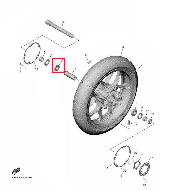 OEM Yamaha Front Wheel Bearing (R.H) YZF-R1 2015-2022