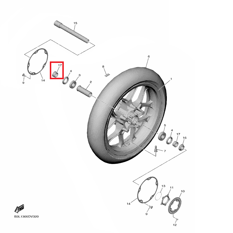 OEM Yamaha Front Wheel Collar YZF-R1 2015-2022