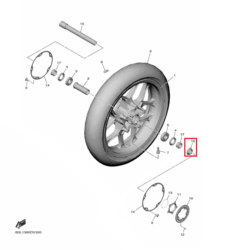 OEM Yamaha Front Wheel Nut YZF-R1 2015-2022