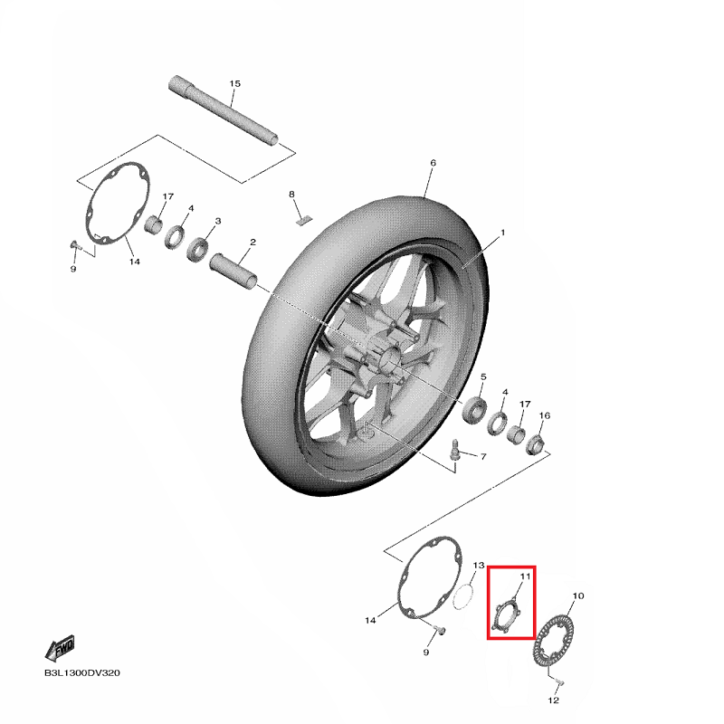 OEM Yamaha Front Wheel Ring YZF-R1 2015-2022