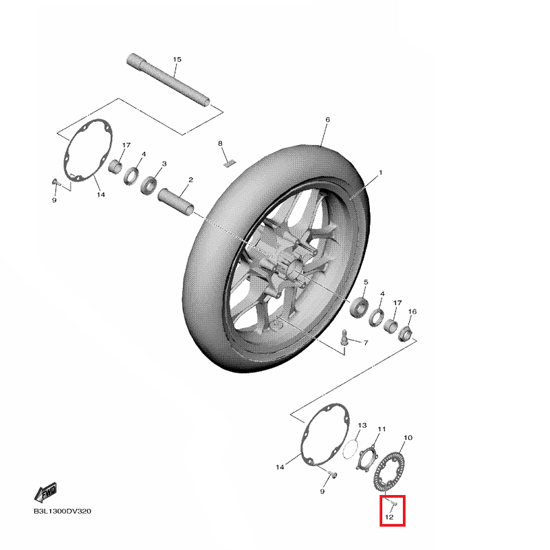 OEM Yamaha Front Wheel Rotor, Sensor Screw YZF-R1 2015-2022