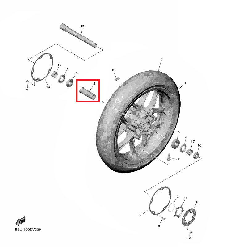 OEM Yamaha Front Wheel Spacer  YZF-R1 2015-2022