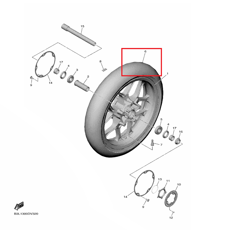 OEM Yamaha Front Wheel Tyre YZF-R1 2020-2022