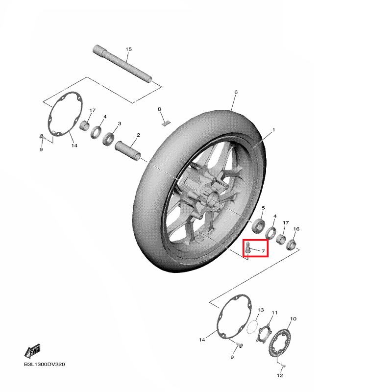 OEM Yamaha Front Wheel Valve YZF-R1 2015-2022